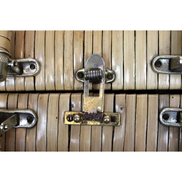 Vtg 1970s Straw Handbag Tote Purse Bag Boho Beach Vacation Cruise Embroidered - Picture 6 of 15